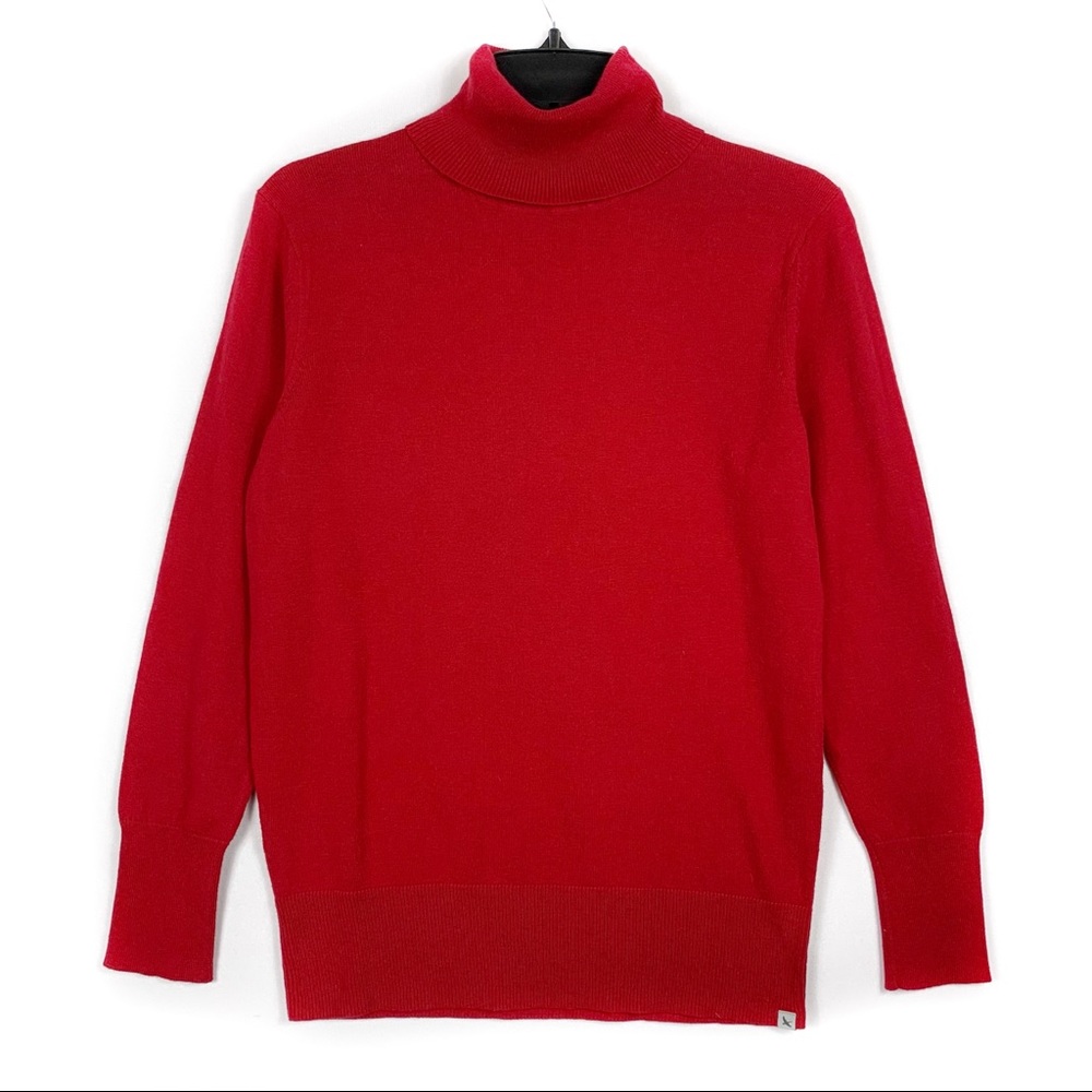 Eddie Bauer Turtle Neck Bright Red Soft Lightweight Sweater